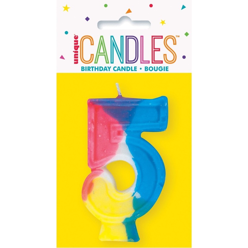 Rainbow Number 5 Birthday Candle, 1 Count