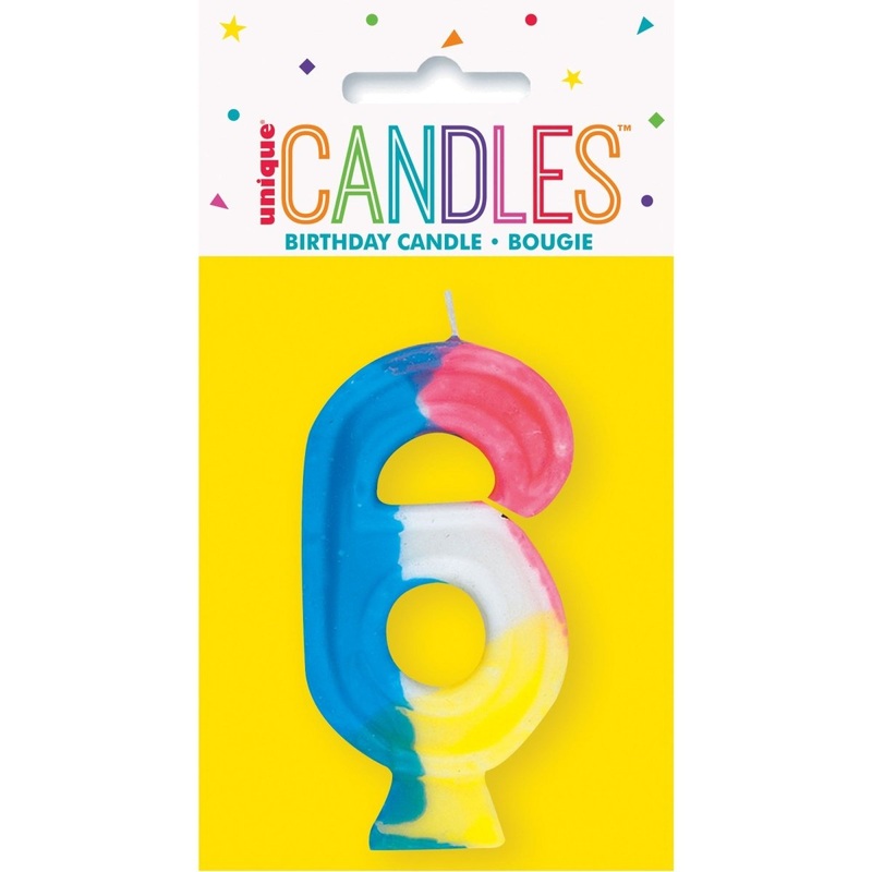 Rainbow Number 6 Birthday Candle, 1 Count