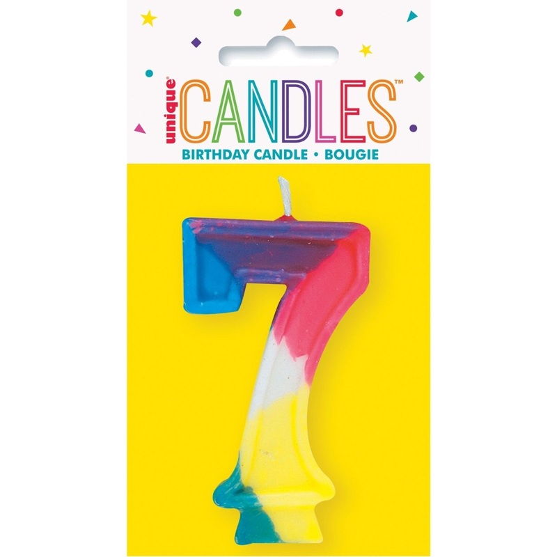 Rainbow Number 7 Birthday Candle, 1 Count