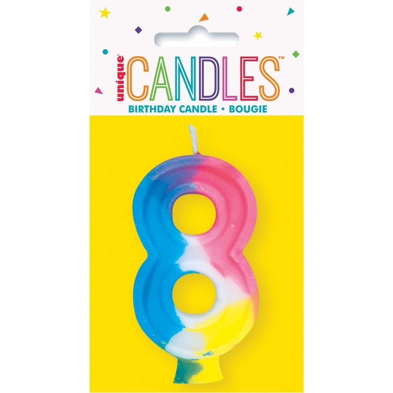 Rainbow Number 8 Birthday Candle, 1 Count