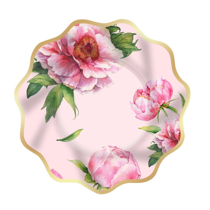 Rosy Elegance Large Lunch Paper Plates, 10 Inches, 8 Count