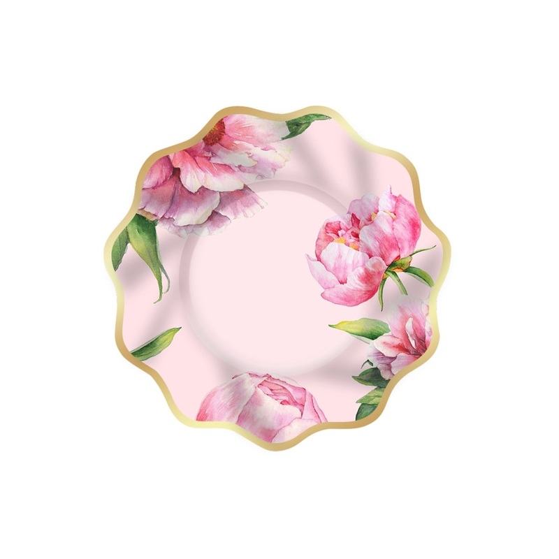 Rosy Elegance Small Dessert Paper Plates, 8 Inches, 8 Count