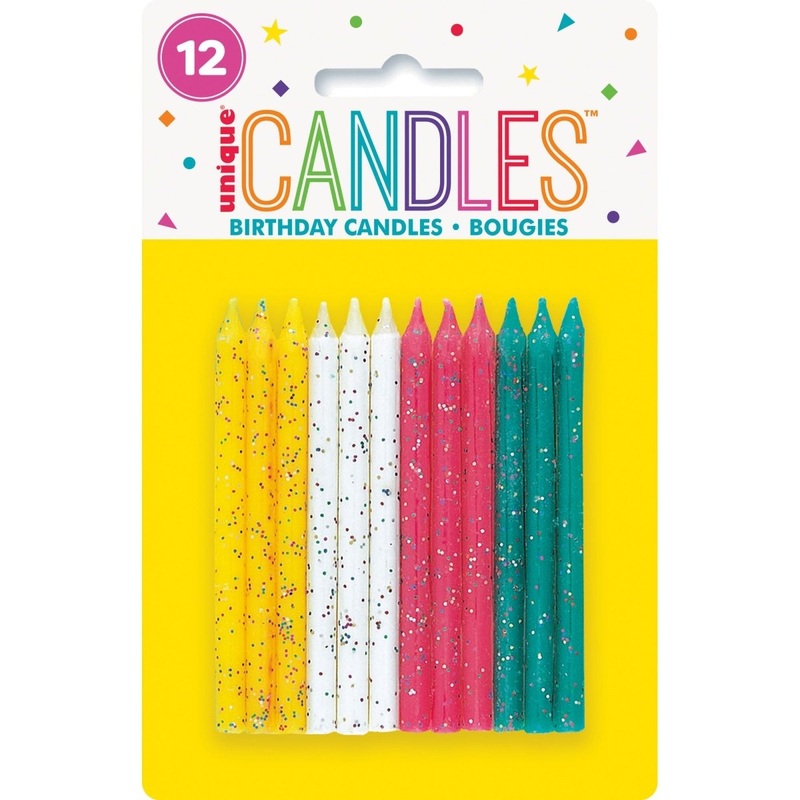 Spiral Candles with Confetti, 24 Count