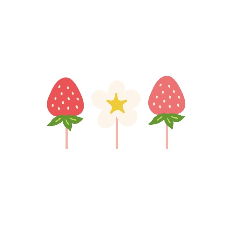 Strawberry Garden Birthday Cupcake Toppers, 12 Count