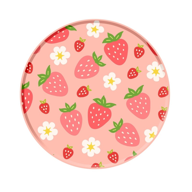 Strawberry Garden Birthday Large Round Lunch Paper Plates, 9 Inches, 8 Count