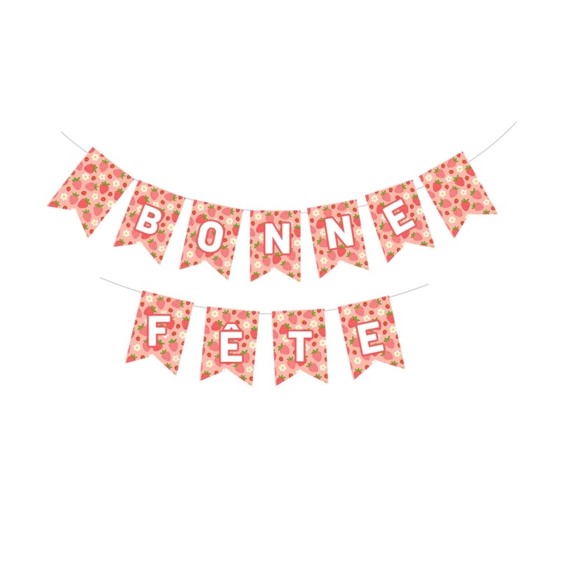 Strawberry Garden "Bonne Fte" Paper Banner, 118 Inches, 1 Count