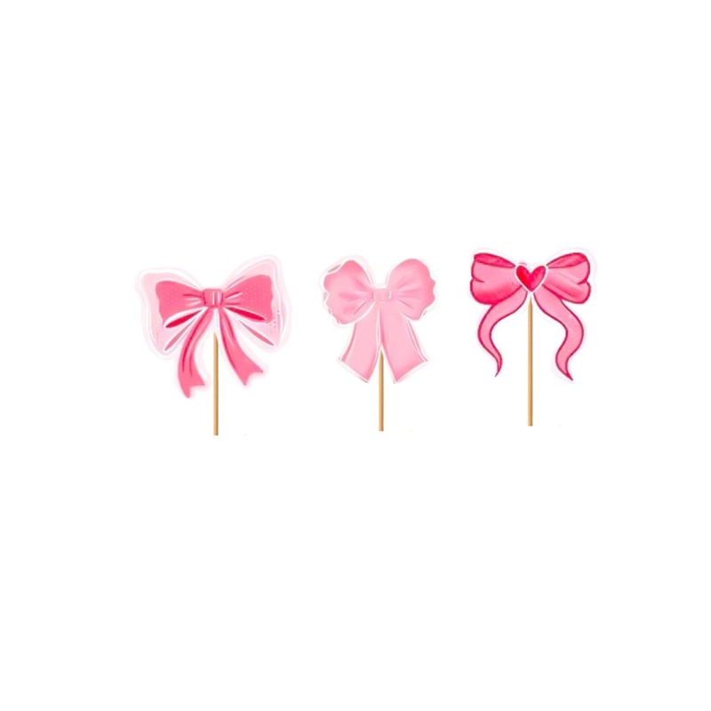 Sweet Bows Birthday Cupcake Toppers, 12 Count