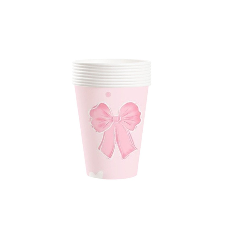 Sweet Bows Birthday Paper Cups, 9 Oz, 8 Count