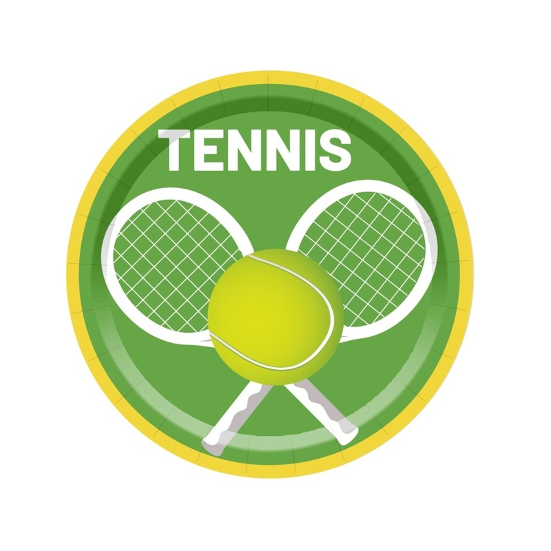 Tennis Large Round Lunch Paper Plates, 9 Inches, 8 Count
