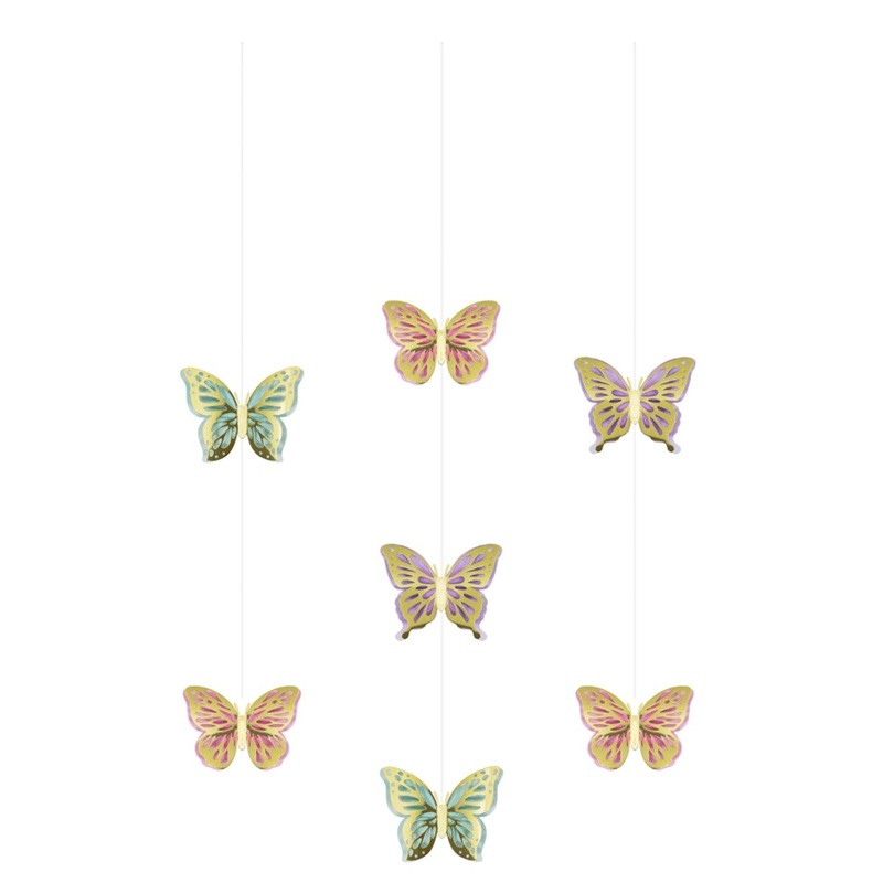 Butterfly Shimmer Birthday Hanging Cutouts, 3 Count
