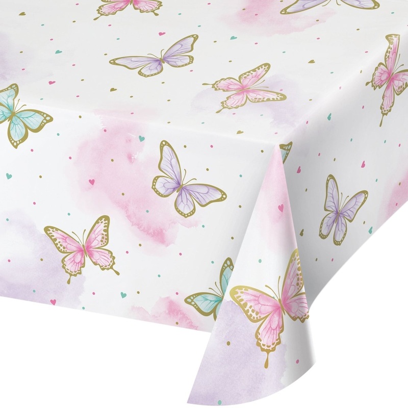Butterfly Shimmer Birthday Rectangular Paper Table Cover, 54 x 102 Inches, 1 Count