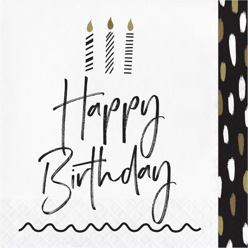 Golden Wishes Birthday Large Lunch Napkins, 16 Count