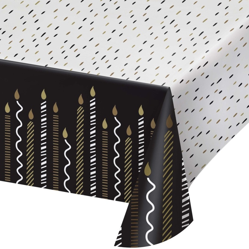 Golden Wishes Birthday Rectangular Paper Table Cover, 54 x 96 Inches, 1 Count