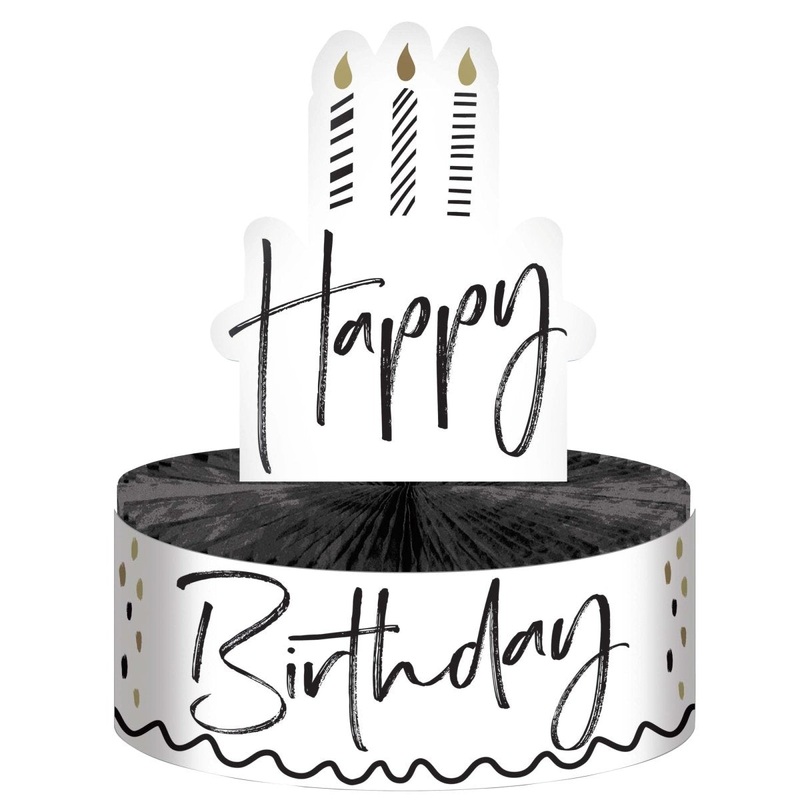 Golden Wishes Happy Birthday Table Centerpiece, 1 Count