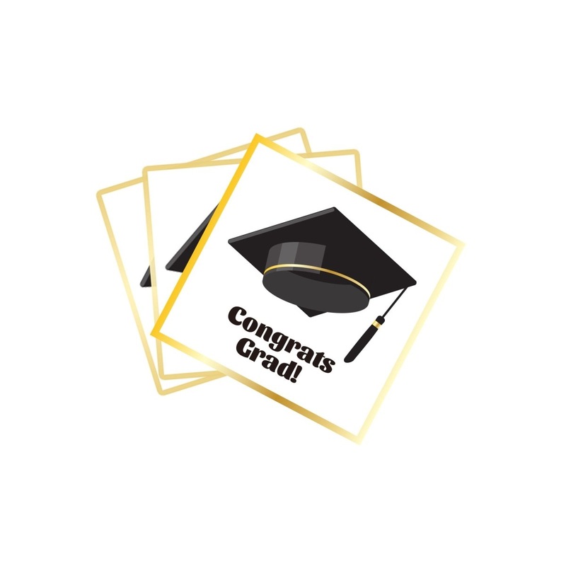 Graduation Large Lunch Napkins, English, 16 Count