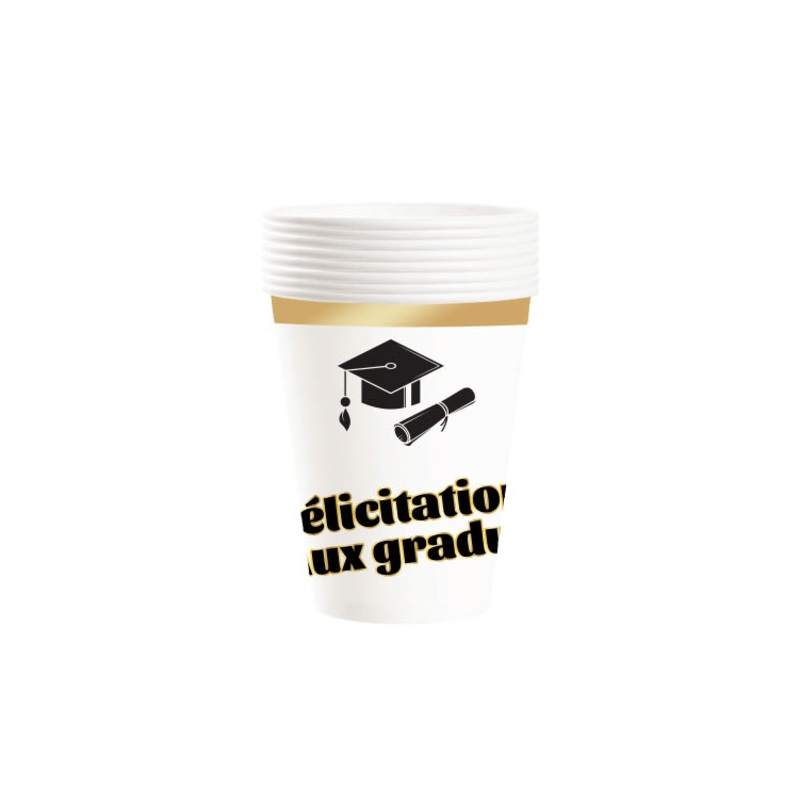 Graduation Paper Cups, French, 9 Oz, 8 Count