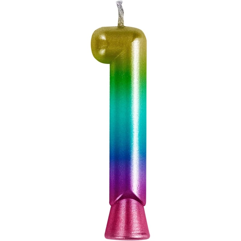 Metallic Rainbow Number 1 Birthday Candle, 1 Count