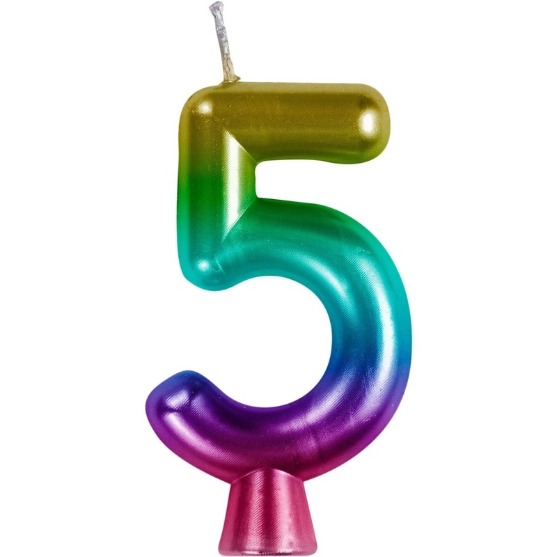 Metallic Rainbow Number 5 Birthday Candle, 1 Count