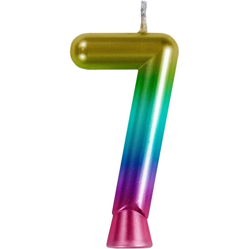 Metallic Rainbow Number 7 Birthday Candle, 1 Count