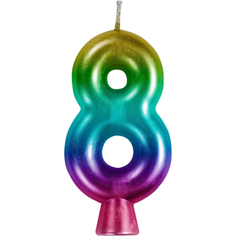 Metallic Rainbow Number 8 Birthday Candle, 1 Count