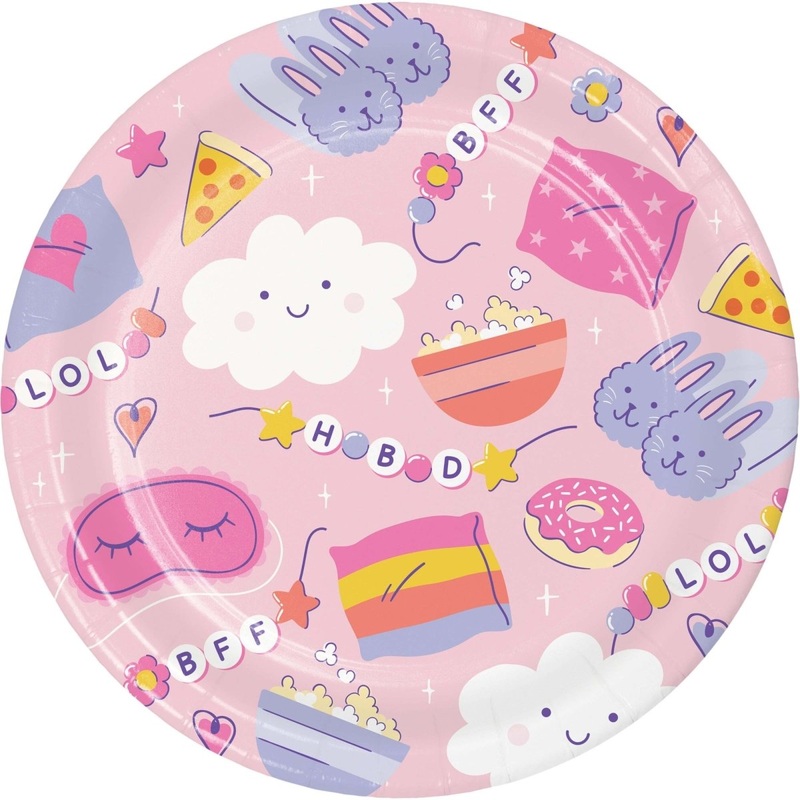 Sweet Dreams Birthday Large Round Lunch Paper Plates, 9 Inches, 8 Count