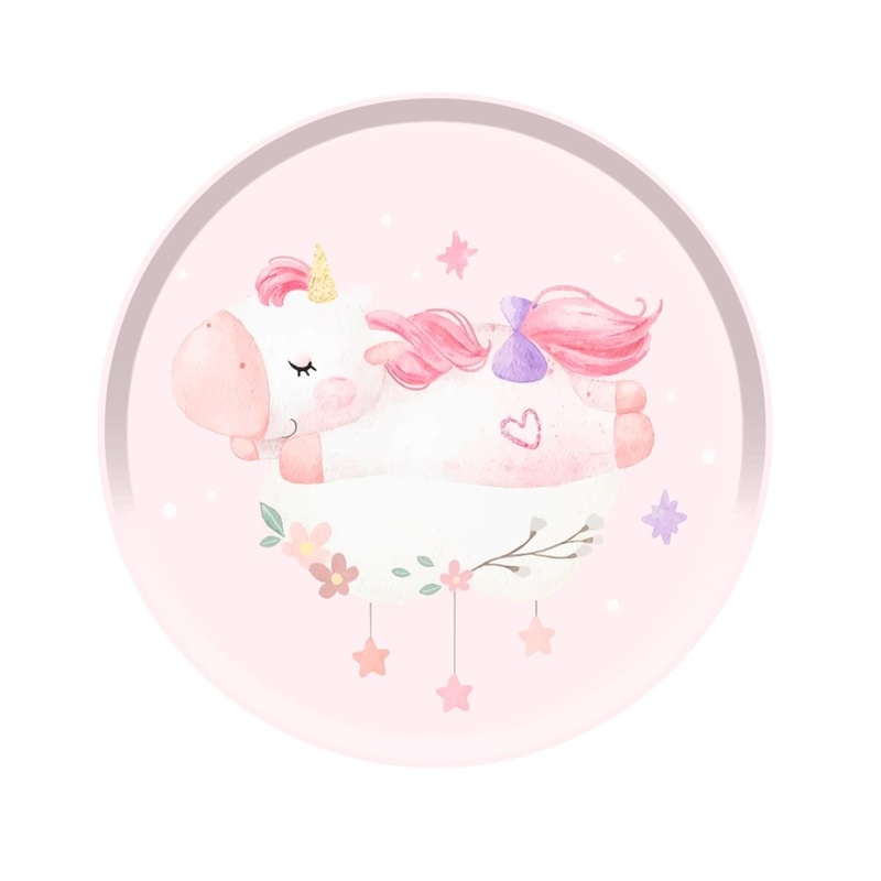 Unicorn Dreams Birthday Large Round Lunch Paper Plates, 9 Inches, 8 Count