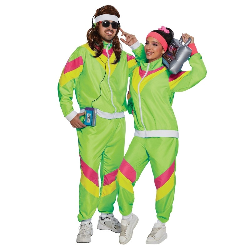 80s Plus Size Costume for Adults, Lime Green Vest and Pants XXL