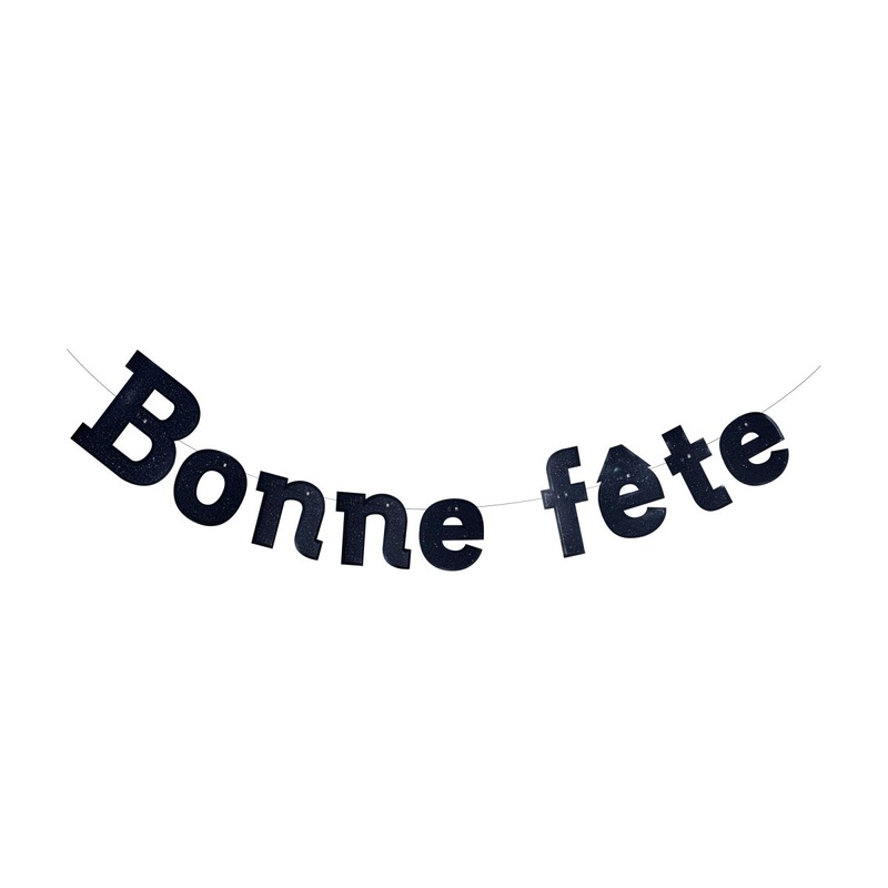 Black "Bonne Fte" Diamond Letter Banner, 94 Inches, 1 Count