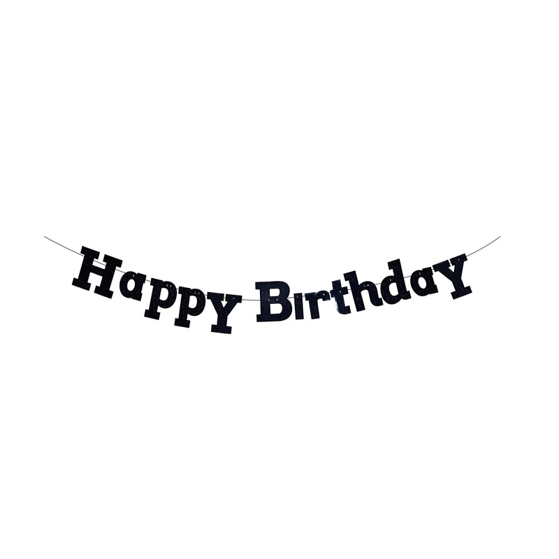 Black Happy Birthday Diamond Letter Banner, 94 Inches, 1 Count