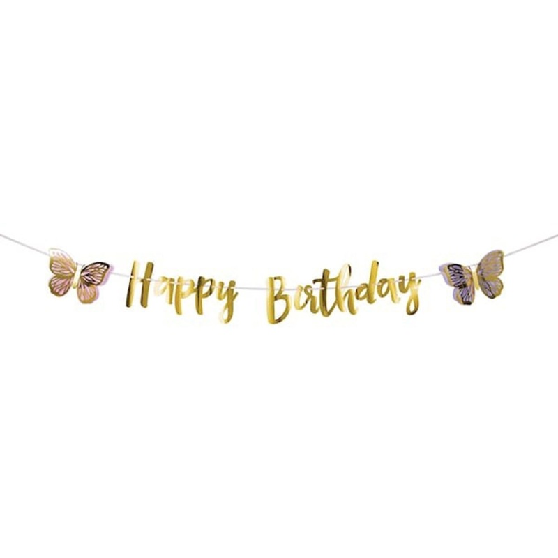 Butterfly Shimmer Happy Birthday Letter Banner, 1 Count