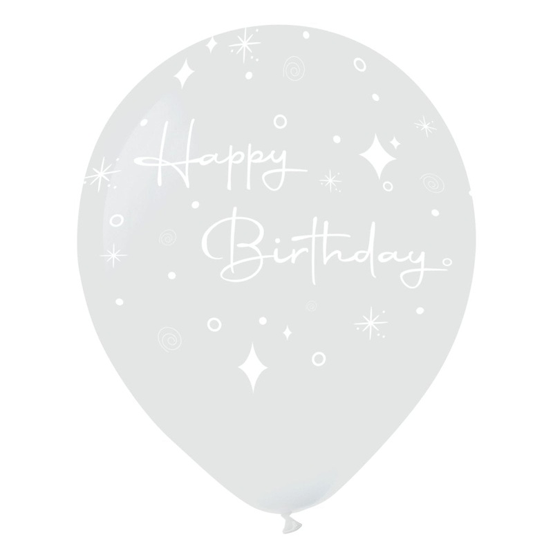 Clear Happy Birthday Latex Balloons, 12 Inches, 15 Count
