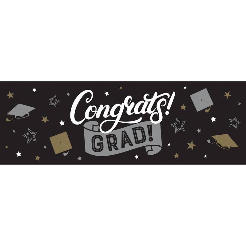 Grad Glamor "Congrats Grad!" Giant Party Banner, 20 x 60 Inches, 1 Count
