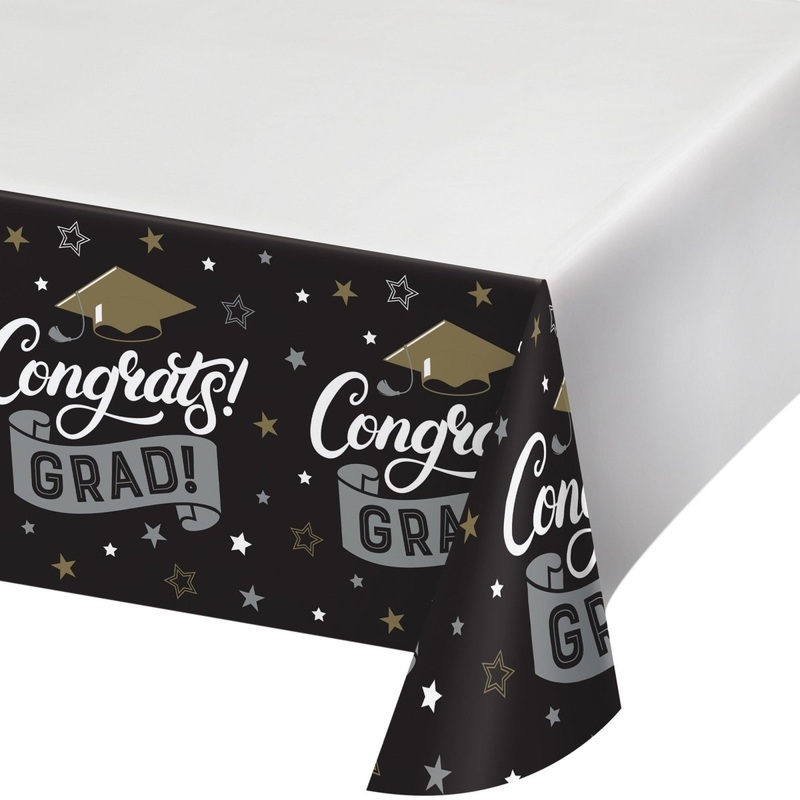 Grad Glamor Rectangular Paper Table Cover, 54 x 96 Inches, 1 Count