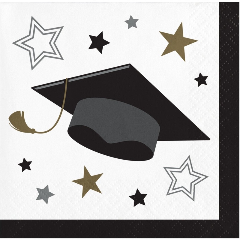 Grad Glamor Small Beverage Napkins, 16 Count