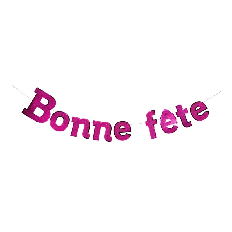 Hot Pink "Bonne Fte" Diamond Letter Banner, 94 Inches, 1 Count