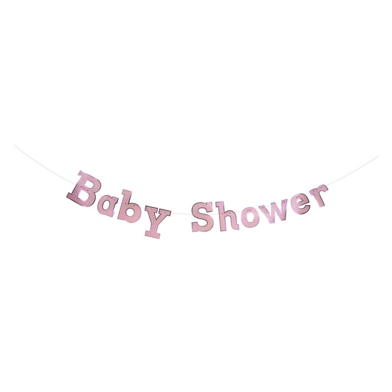 Light Pink Baby Shower Diamond Letter Banner, 94 Inches, 1 Count
