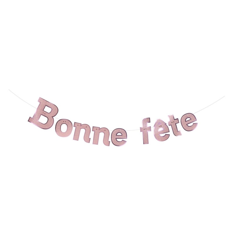 Light Pink "Bonne Fte" Diamond Letter Banner, 94 Inches, 1 Count
