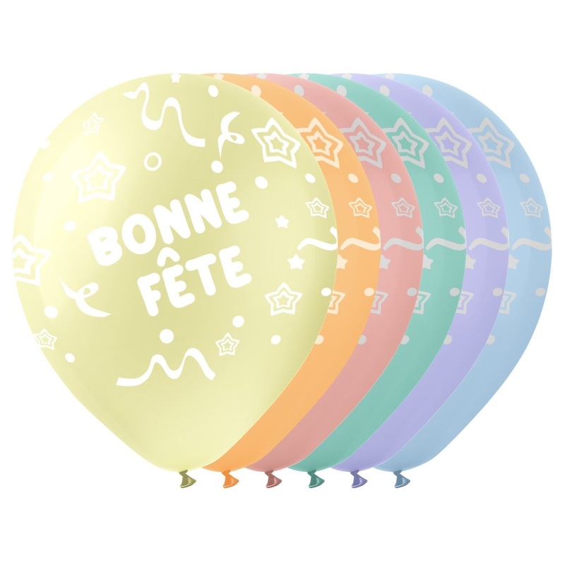 Macaroon "Bonne Fte" Latex Balloons, 12 Inches, 15 Count