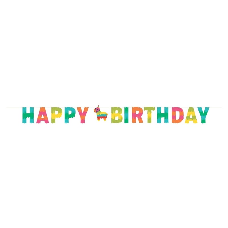 Mexican Fiesta Happy Birthday Letter Banner, 96 Inches, 1 Count