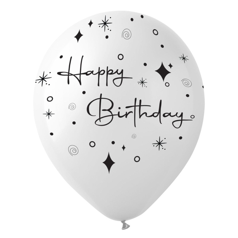 Pearl White Happy Birthday Latex Balloons, 12 Inches, 15 Count