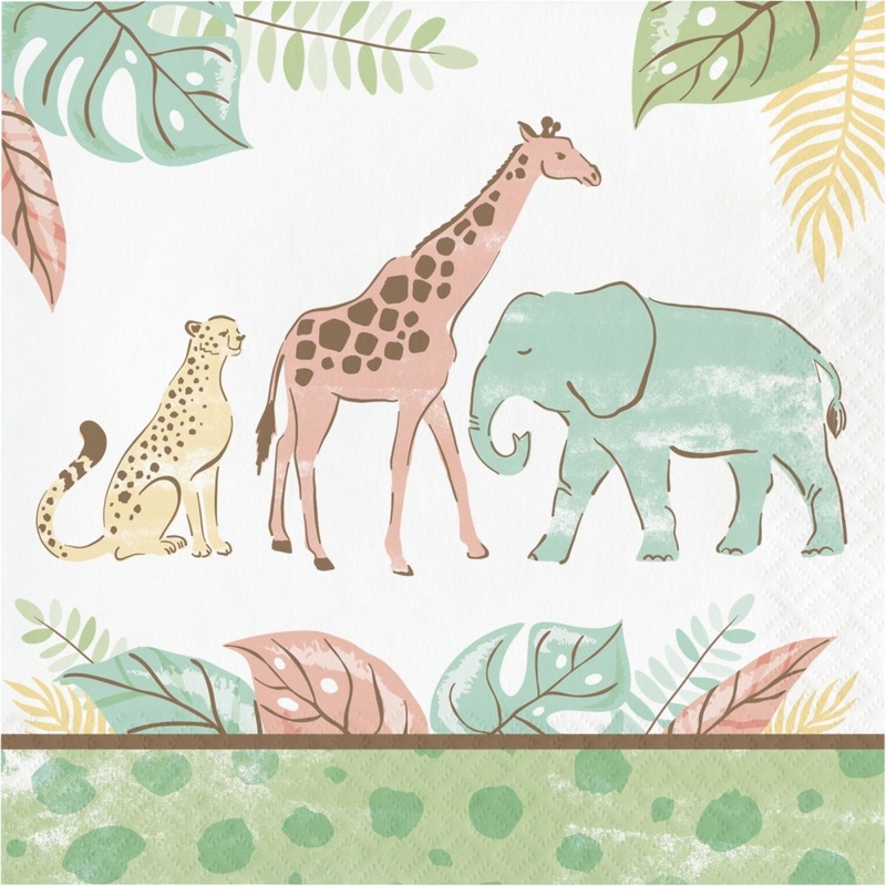 Safari Baby Large Lunch Napkins, 16 Count