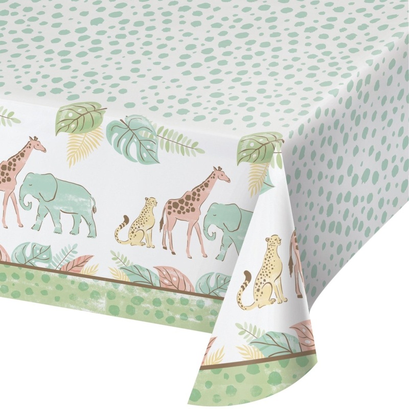 Safari Baby Rectangular Paper Table Cover, 54 x 96 Inches, 1 Count