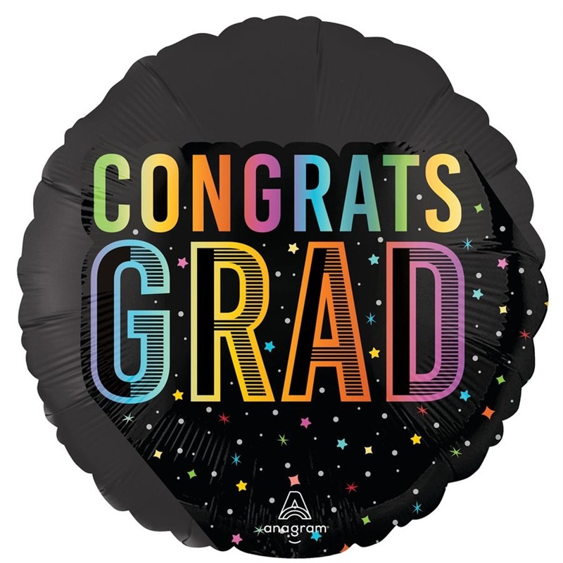 Satin Cosmic Congrats Grad Foil Balloon, 18 Inches, 1 Count