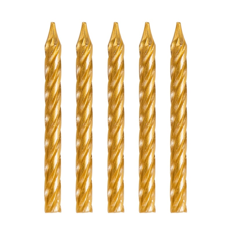 Spiral Birthday Cake Candles, Metallic Gold, 24 Count