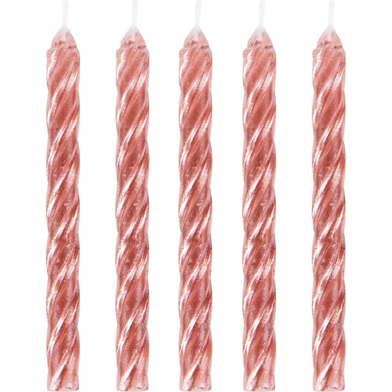 Spiral Birthday Cake Candles, Metallic Rose Gold, 24 Count