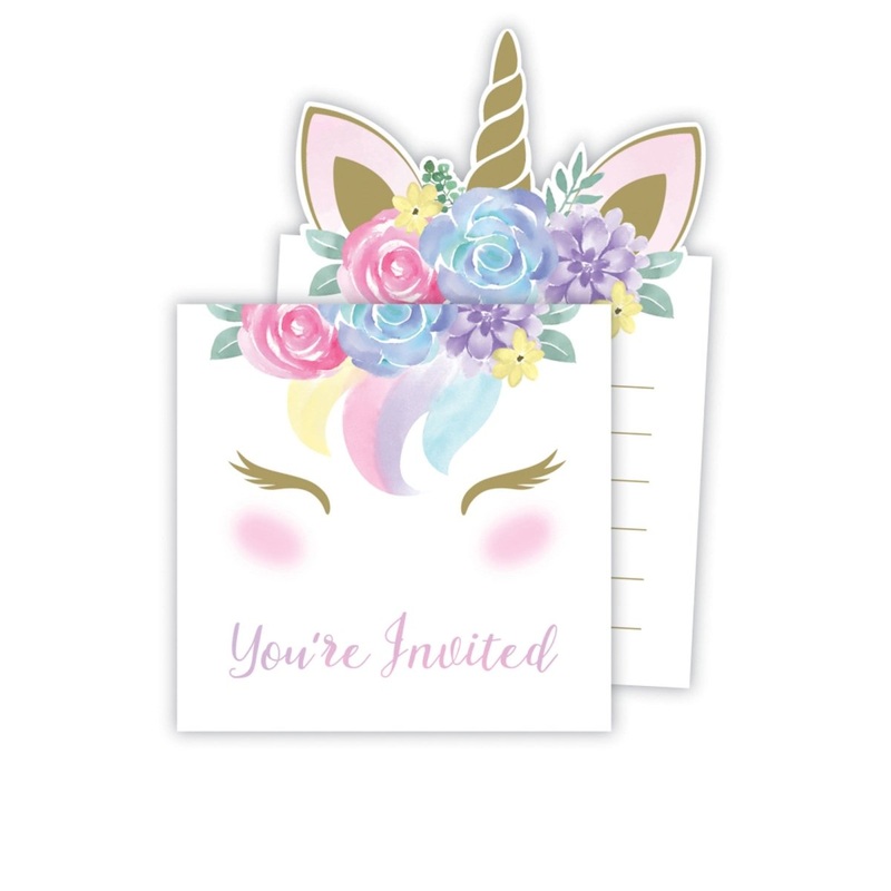Unicorn Baby Party Invitations, 8 Count