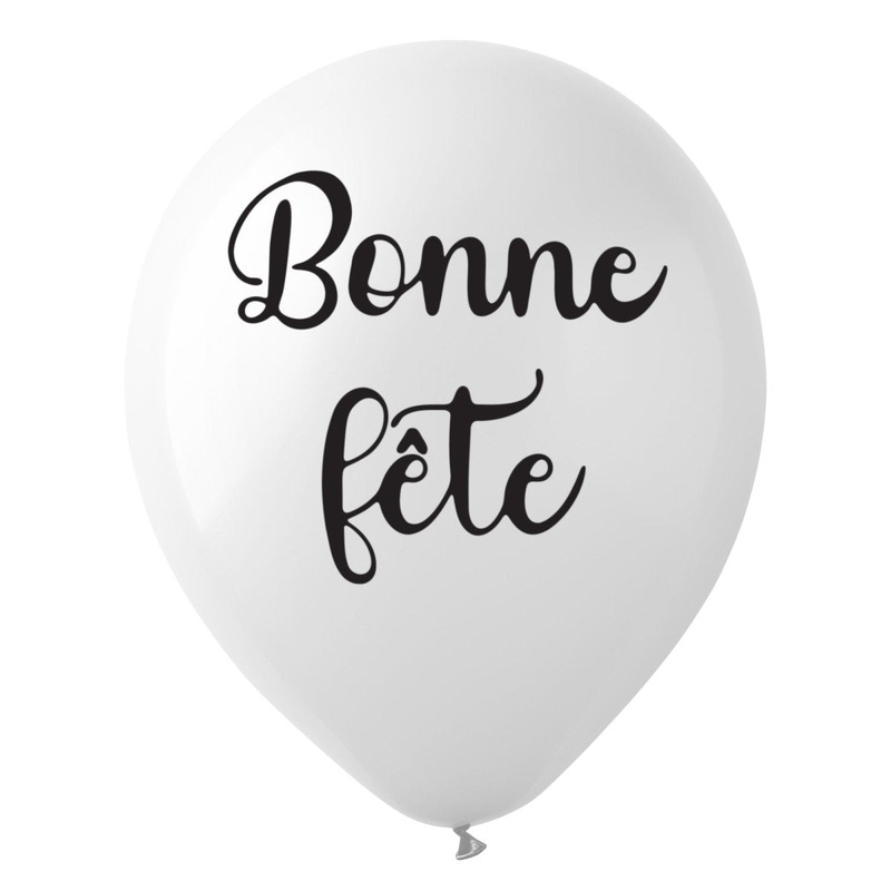 White "Bonne Fte" Latex Balloons, 12 Inches, 15 Count