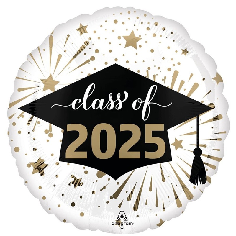 White Class of 2025 Foil Balloon, 18 Inches, 1 Count