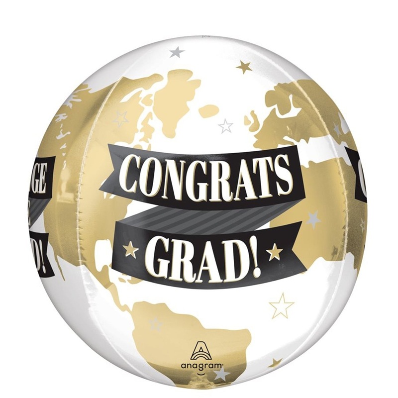 White Congrats Grad! Orbz Balloon, 15 Inches, 1 Count