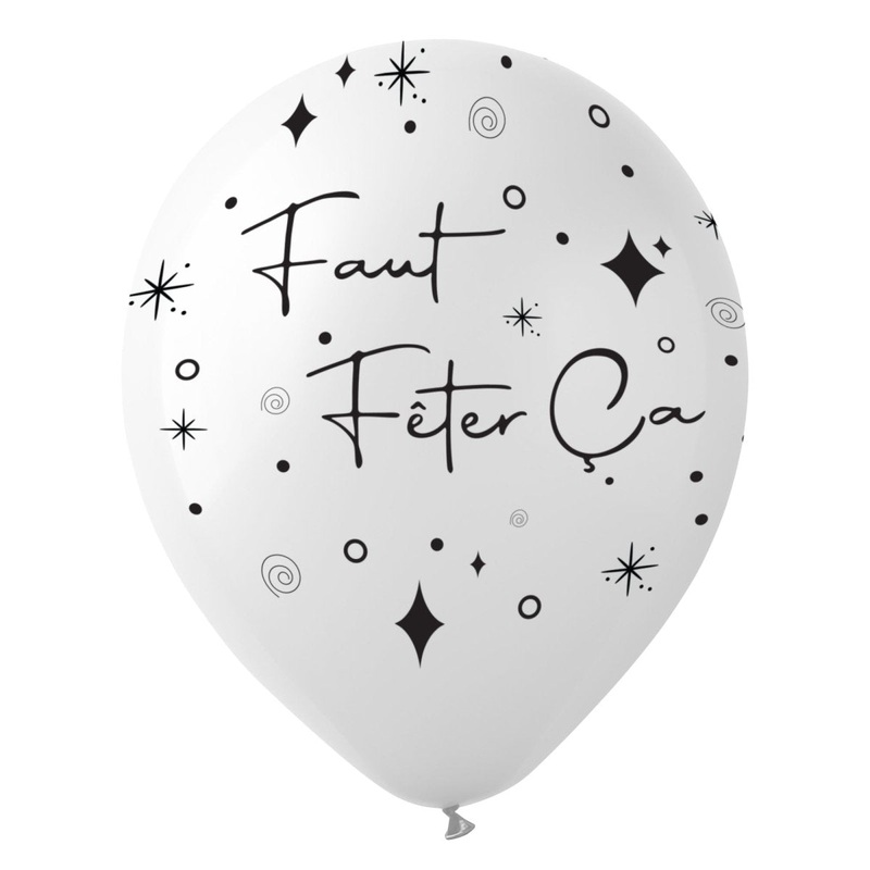 White "Faut Fter a" Latex Balloons, 12 Inches, 15 Count